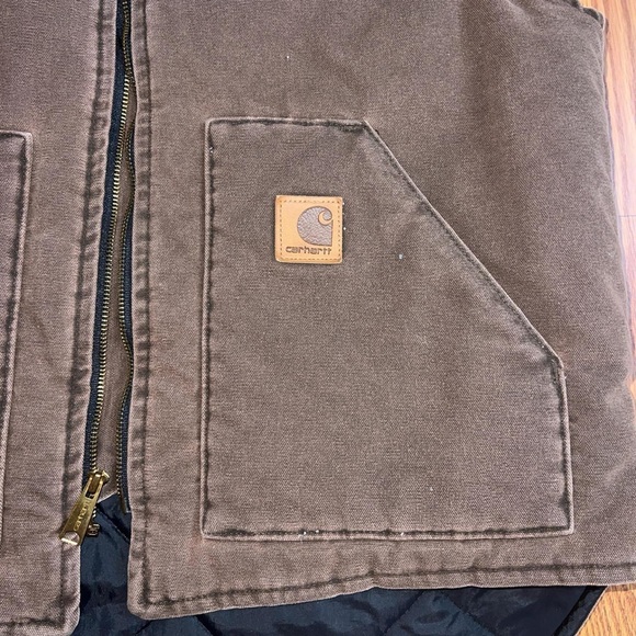 VTG Carhartt Vest XL Men's USA Union Brown Full Zip Quilt Lined Canvas V02 CHT - Picture 2 of 5